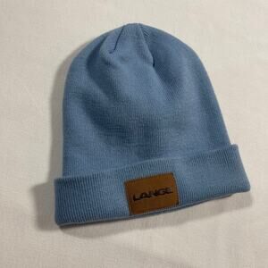 Lange Ski Blue Knit Cuffed Beanie Hat 100% Acrylic Winter Snow Sports